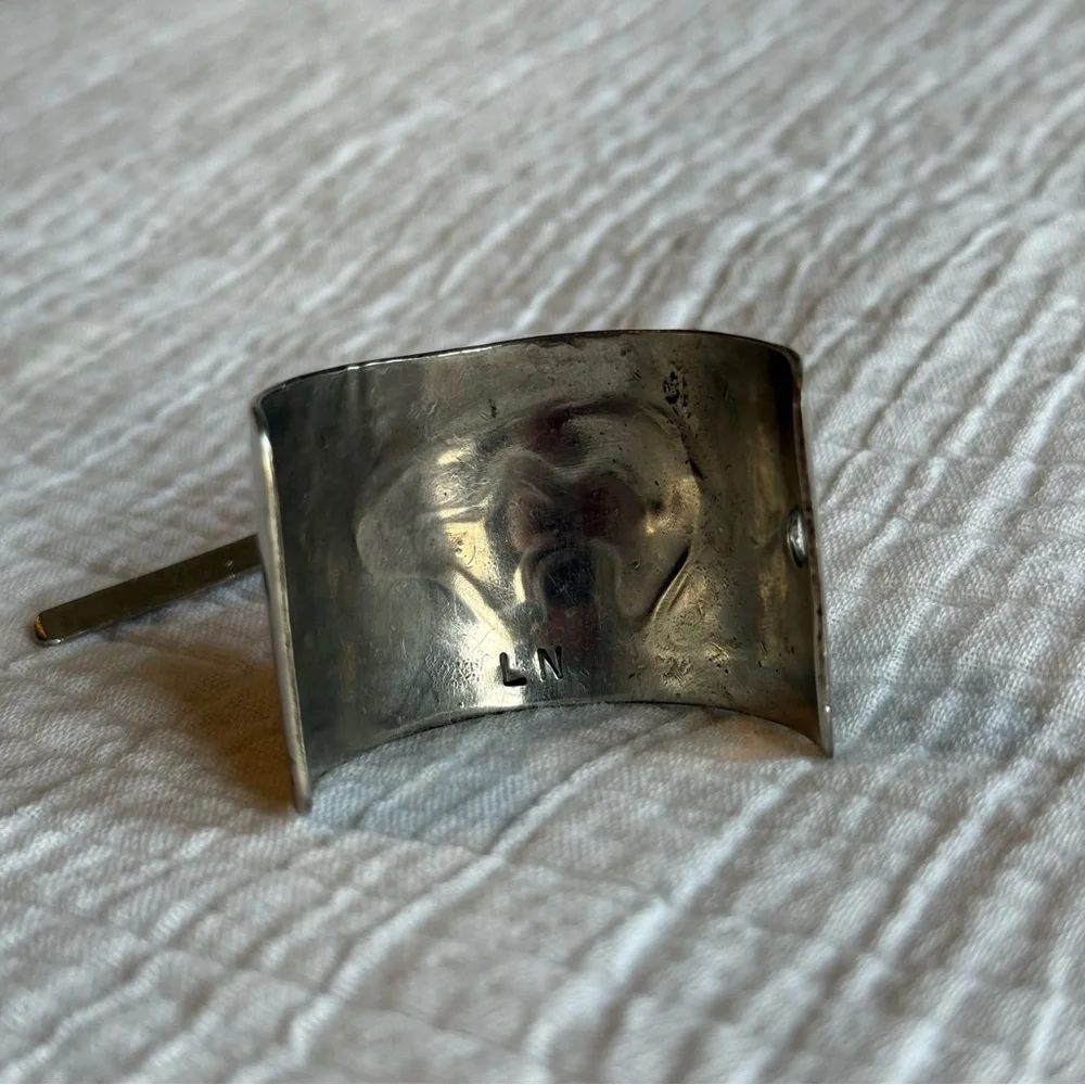 RARE Leander Nezzie Native American silver hair cuff barrette Vintage Navajo